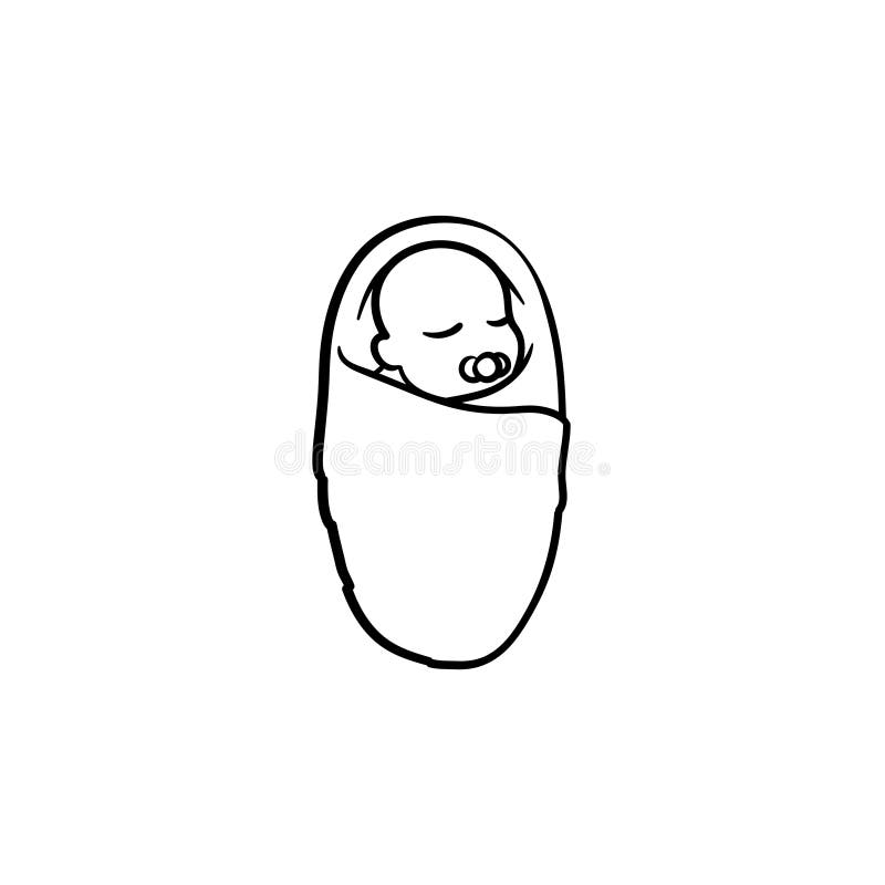 Hand Drawn Sketch Sleeping Newborn Baby Stock Illustration 2001749501 |  Shutterstock