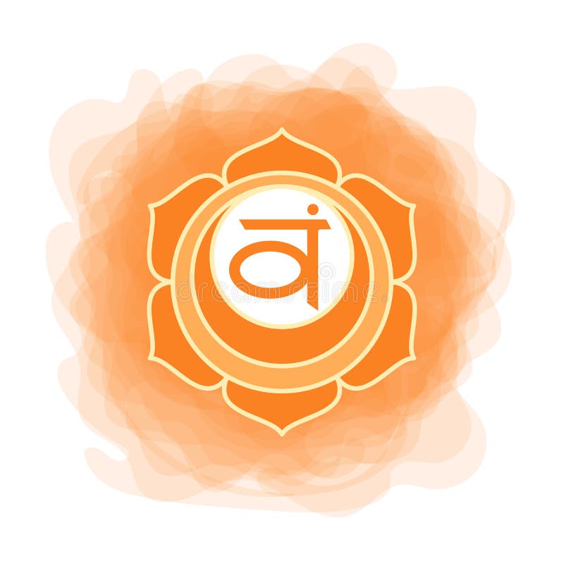 Swadhisthana symbol den andra sacral chakraen Orange rökig cirkel för vektor Linje symbol Meditationtecken royaltyfri illustrationer Swadhisthana symbol den andra sacral chakraen Orange rökig cirkel för vektor Linje symbol Meditationtecken royaltyfri illustrationer