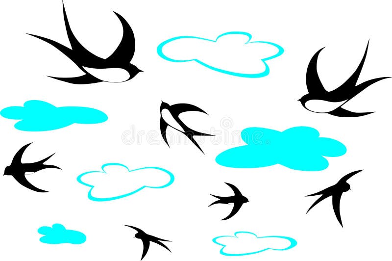 Swallows and clouds