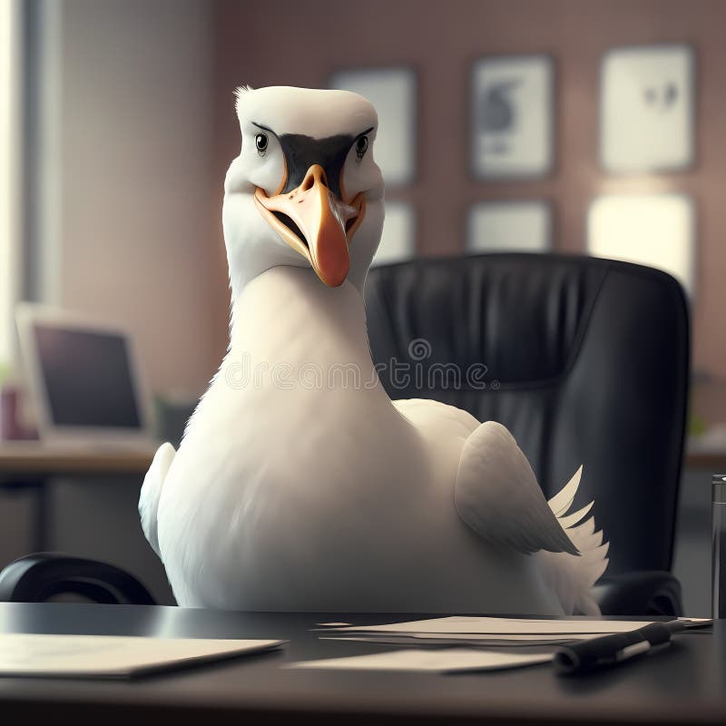 Swan Businessman In The Office. Generative AI vector illustration