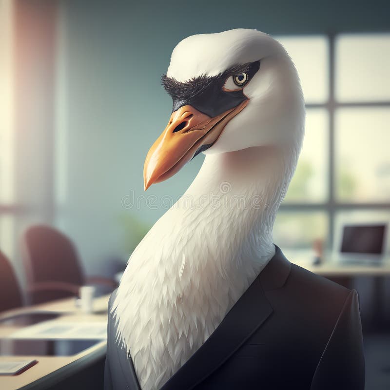 Swan Businessman In The Office. Generative AI vector illustration
