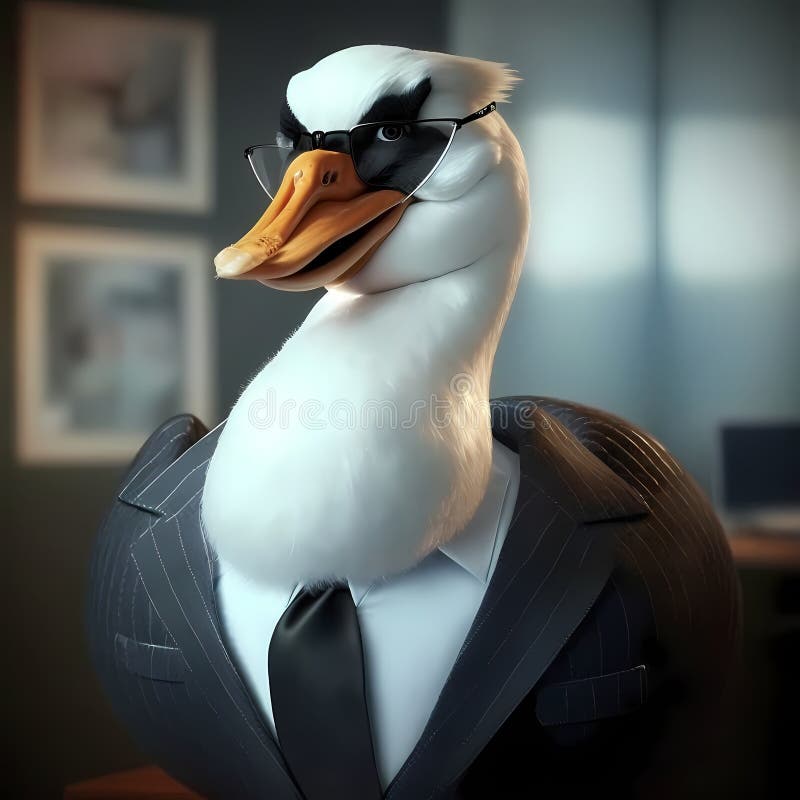 Swan Businessman In The Office. Generative AI stock illustration