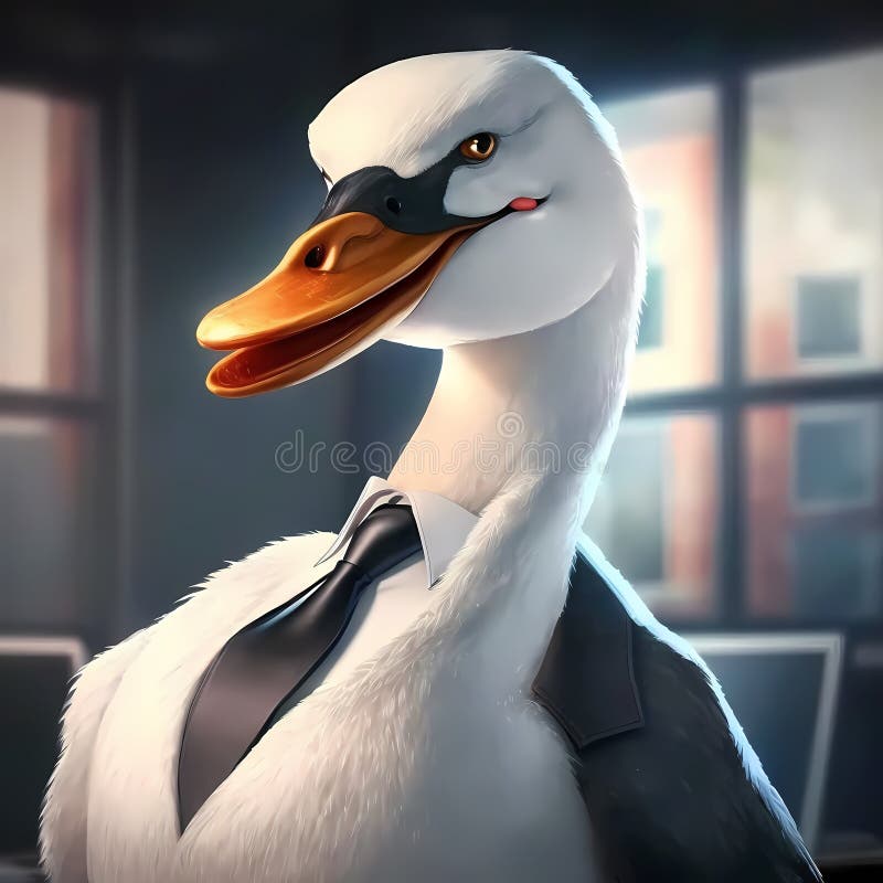 Swan Businessman In The Office. Generative AI stock illustration