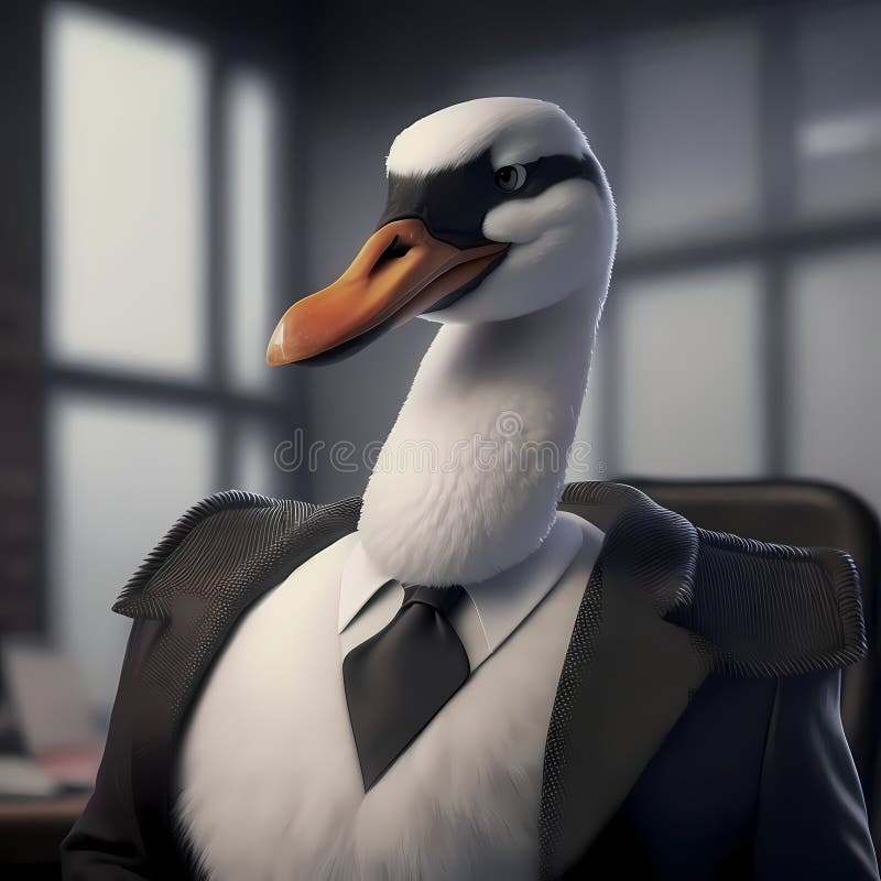 Swan Businessman In The Office. Generative AI vector illustration