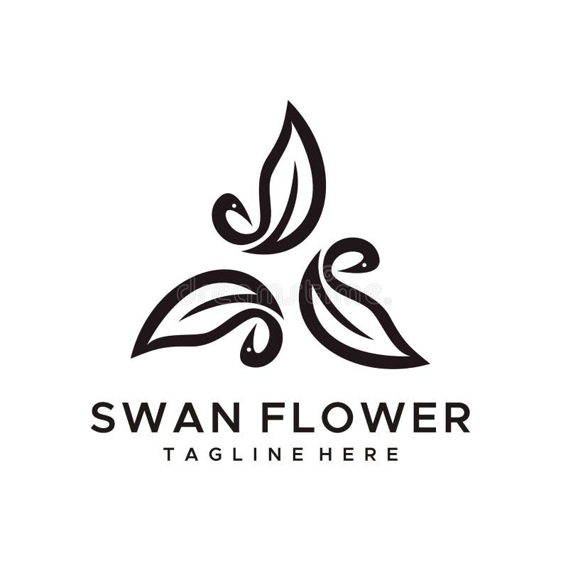 Swan flower logo design vector minimalist style stock illustration Swan flower logo design vector minimalist style stock illustration