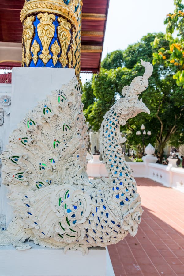 Swan statue in Thai traditional fairy tales usullay will be seen in Buddhist temple. Swan statue in Thai traditional fairy tales usullay will be seen in Buddhist temple.