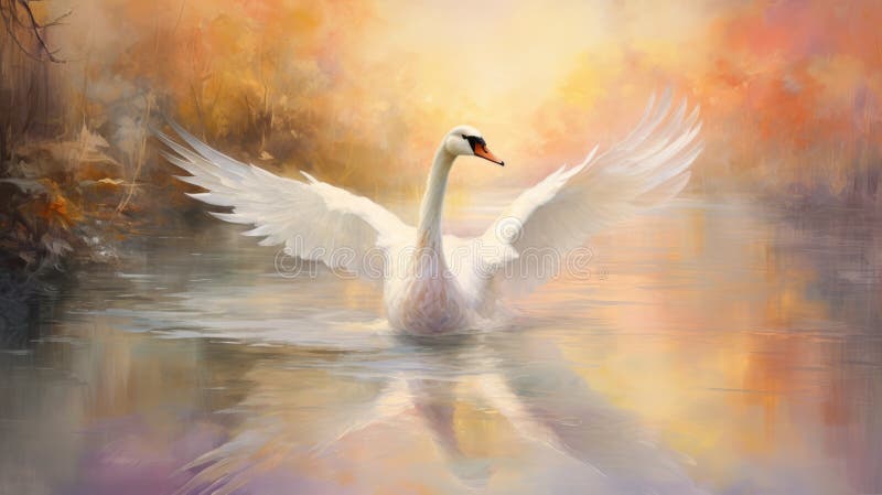 swan and sunrise in nature free wallpaper for htc pc laptop tablet. realistic figurative painting style with light white and light amber tones. symbolic elements and colorful impressionist touches create a dreamlike illustration. this high-speed sync image showcases traditional oil-painting techniques. ai generated. swan and sunrise in nature free wallpaper for htc pc laptop tablet. realistic figurative painting style with light white and light amber tones. symbolic elements and colorful impressionist touches create a dreamlike illustration. this high-speed sync image showcases traditional oil-painting techniques. ai generated