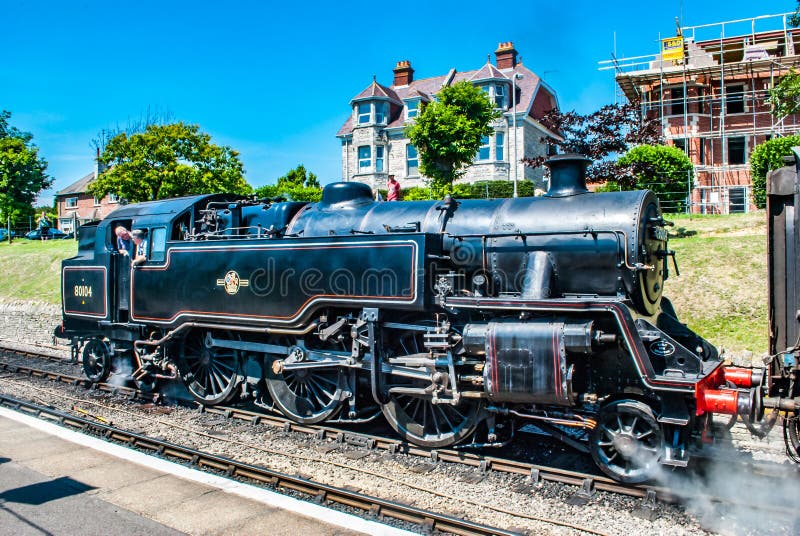 Swanage, Inghilterra 3 luglio 2011 Swanage Rail - Steam Engine immagini stock libere da diritti Swanage, Inghilterra 3 luglio 2011 Swanage Rail - Steam Engine immagini stock libere da diritti