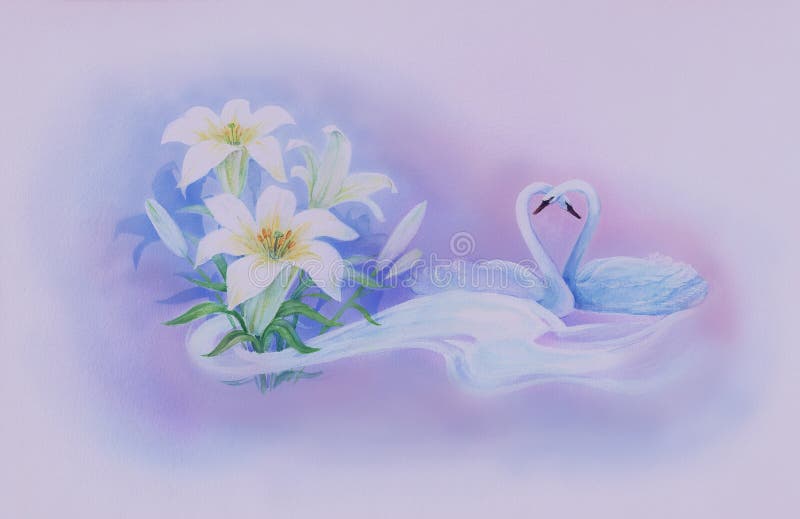 Swans and flowers
