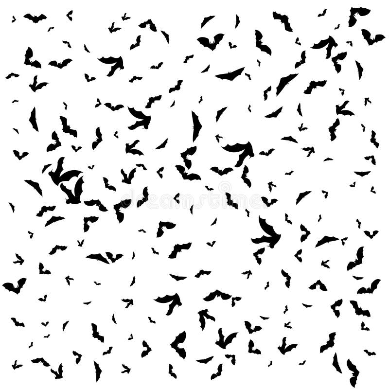 Swarm Of Bats On The White Background. Stock Vector Illustration of