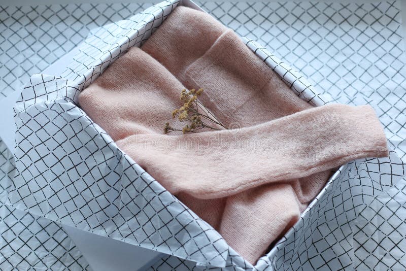 Sweaters Packed in a Cardboard Box. Gift Stock Image Image of order