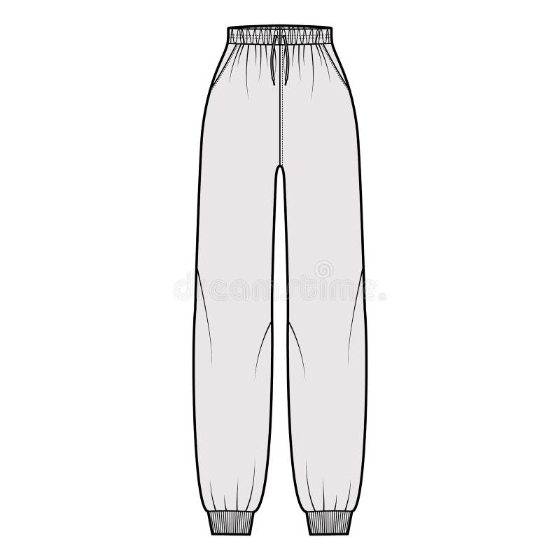 Sweatpants Technical Fashion Illustration With Elastic Cuffs, Normal ...
