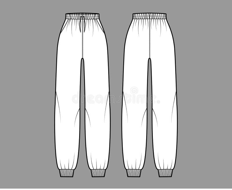 Sweatpants Technical Fashion Illustration with Elastic Cuffs, Normal ...