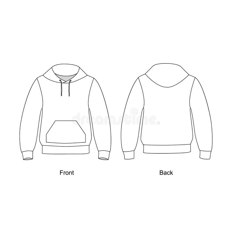 Hoodie with Pocket in Front. Technical Sketch Sweatshirt with Hood ...