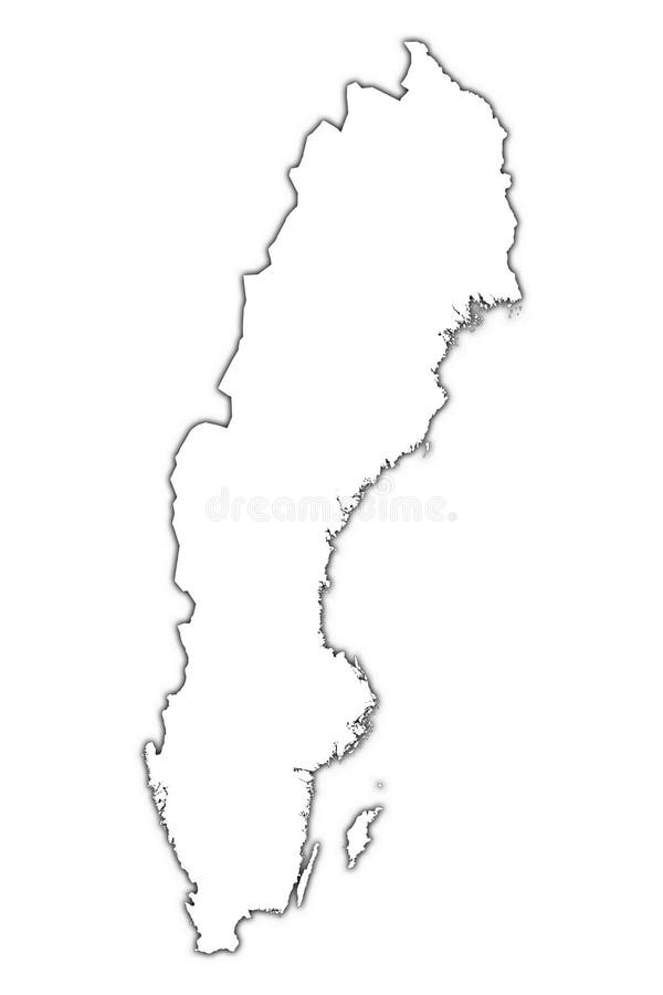 Sweden Outline Map with Shadow Stock Illustration - Illustration of ...