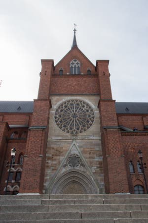 Front View Of Uppsala Cathedral Scandinavian Largest Church In Sweden 
