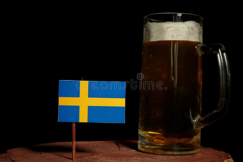 Swedish Flag with Beer Mug on Black Stock Photo Image of frothy, flag