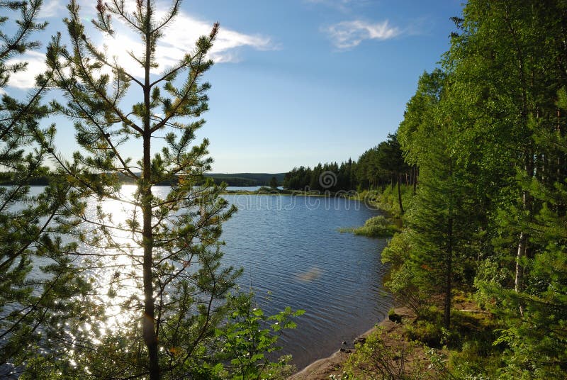Swedish lake at sunset