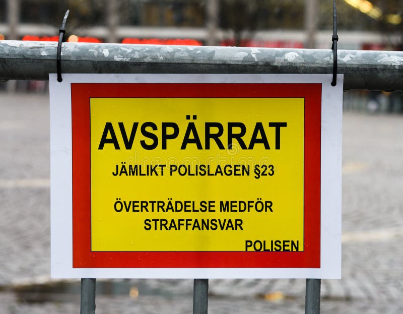 Swedish sign reading: cordoned off royalty free stock photography Swedish sign reading: cordoned off royalty free stock photography