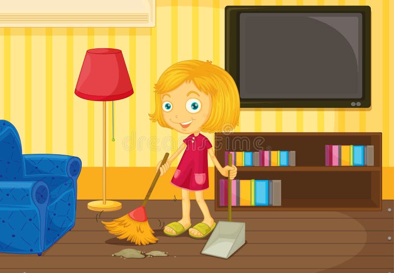 Sweeping the floor stock vector. Illustration of helping - 24321862