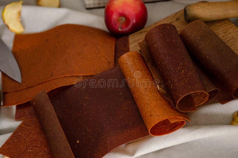 Sweet Apple Marshmallow Made by Hand. Kitchen Table with Ingredients
