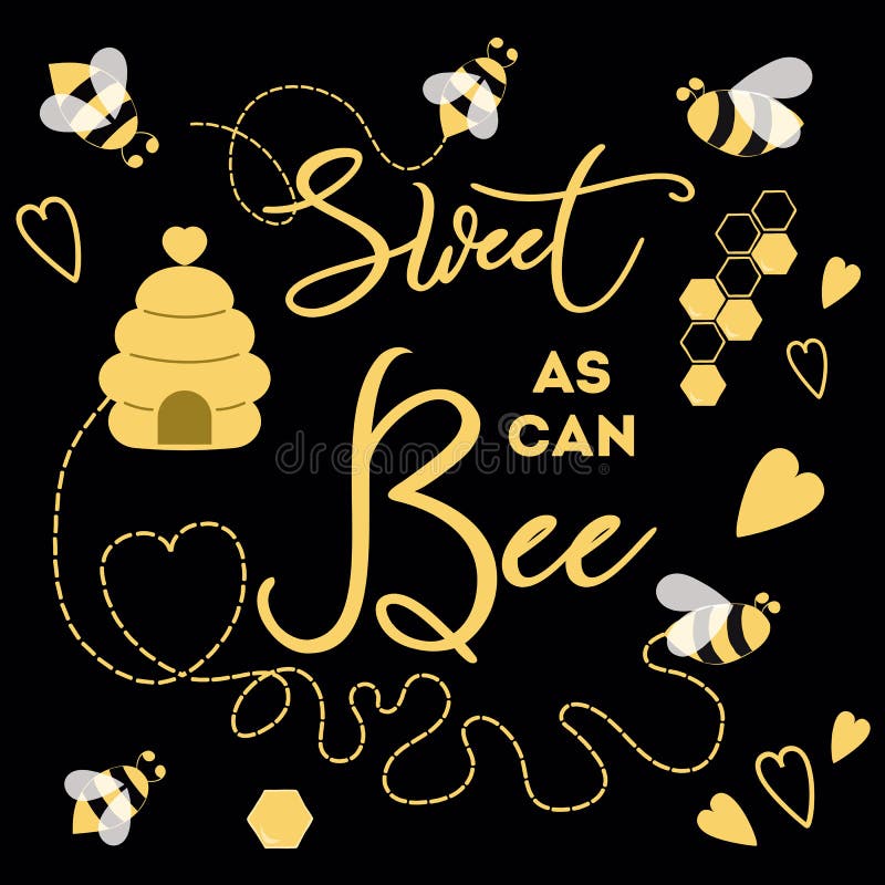 Download Sweet As Can Bee Banner Bee On Black Background Cute ...