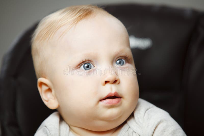 Sweet Baby With Amazed Look And Wide Open Eyes Stock Image Image Of