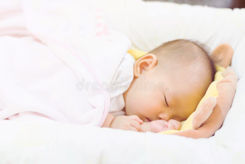 Sweet Baby Sleeping on Bed at Home Stock Image Image of play, face