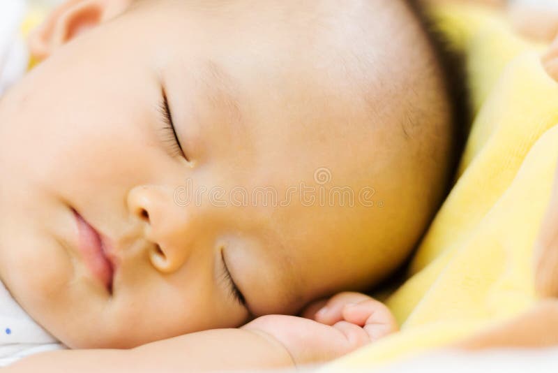 Sweet Baby Sleeping on Bed at Home Stock Photo Image of bedroom