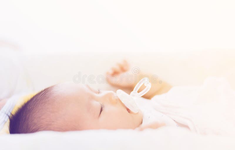 Sweet Baby Sleeping on Bed at Home Stock Photo Image of happiness