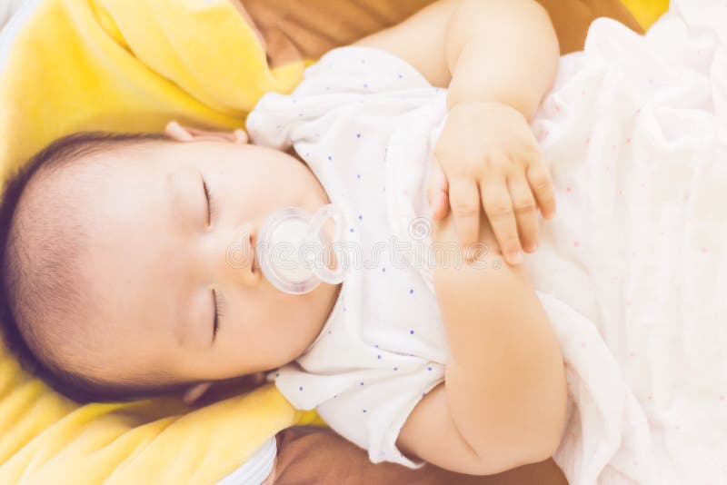 Sweet Baby Sleeping on Bed at Home Stock Photo Image of face, bedroom