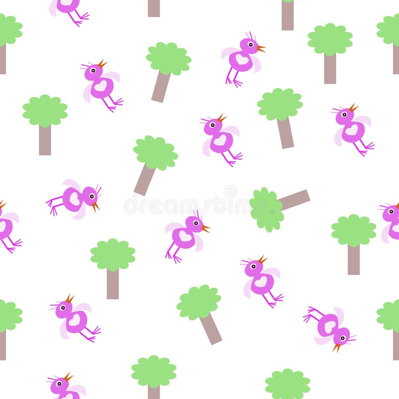 Sweet birds and tree pattern royalty free illustration