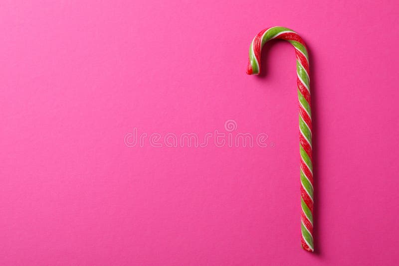 Sweet Candy Cane on Pink Background Stock Image - Image of color, mood ...