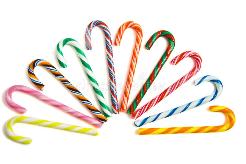 Candy Canes Spell Joy, on White Background; Christmas Stock Image