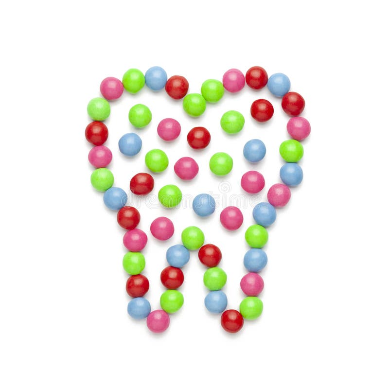 Sweet Candy in Shape of Tooth Isolated on a White Background. Kids