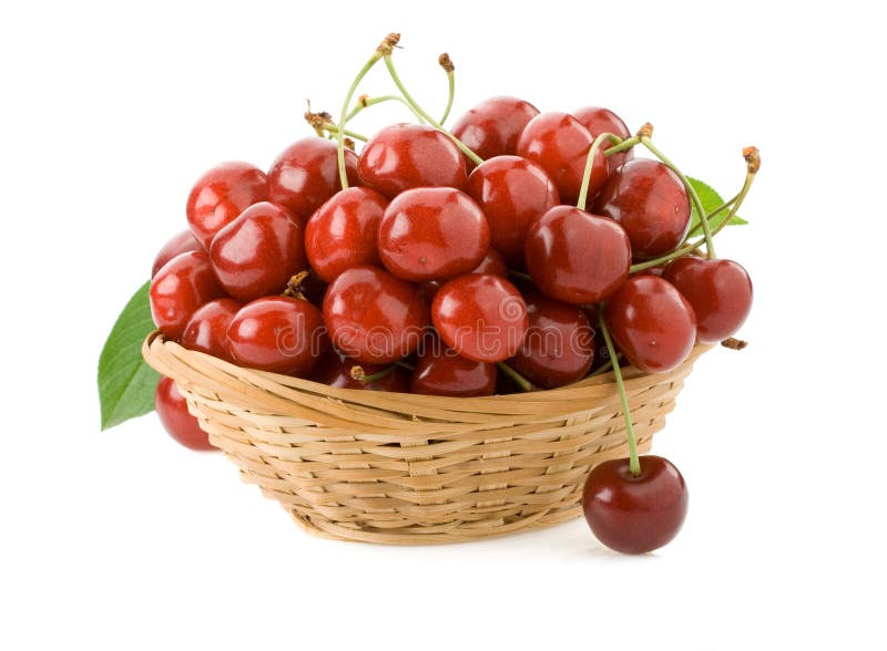 Sweet cherry in bowl on white