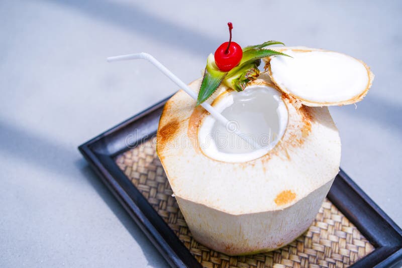 Sweet Coconut Water Serve in Restaurant Stock Image Image of fresh