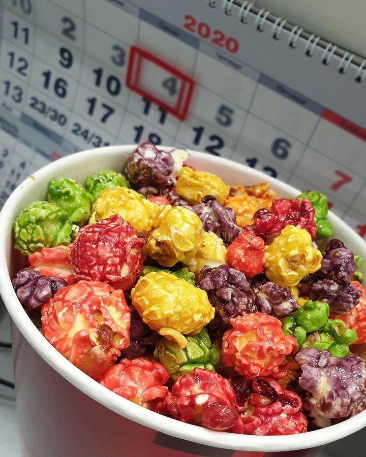 Sweet colored popcorn stock image. Image of meat, calendar 271767983