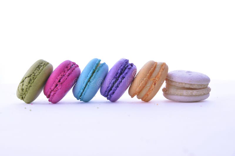 Colourful French Macaroons or Macaron on White Background, Dessert ...