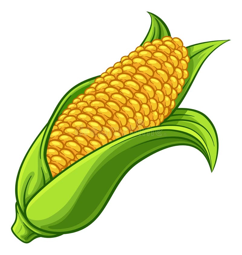 Sweet Corn Ear Maize Cob Cartoon Illustration Stock Vector - Illustration  of farm, garden: 230565749