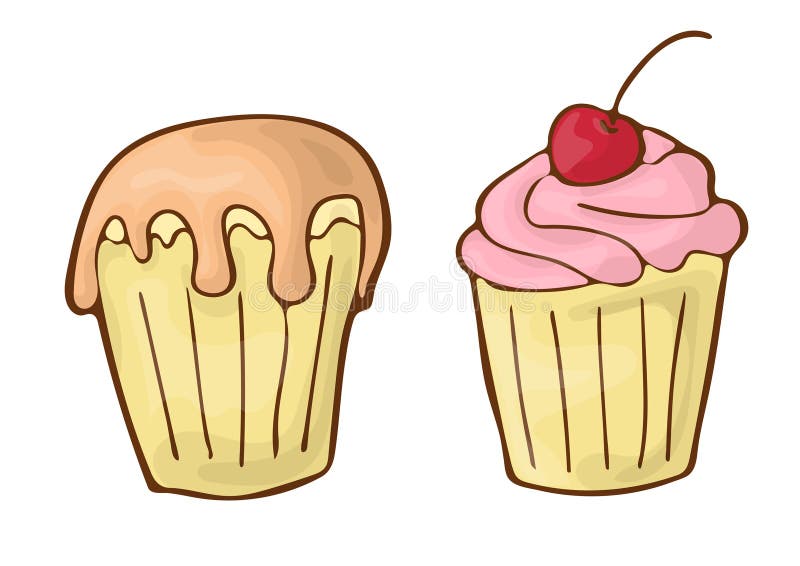 Sweet Cupcakes Dessert Vector Icon Cartoon Handdrawnn Illustration. Stock  Vector - Illustration of food, sweet: 137029639