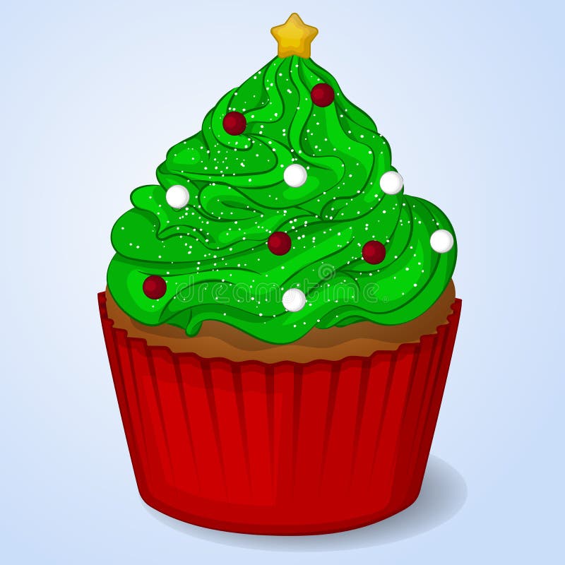 Sweet and delicious Christmas cupcake for New Year design. Simple cartoon style. Vector illustration vector illustration Sweet and delicious Christmas cupcake for New Year design. Simple cartoon style. Vector illustration vector illustration