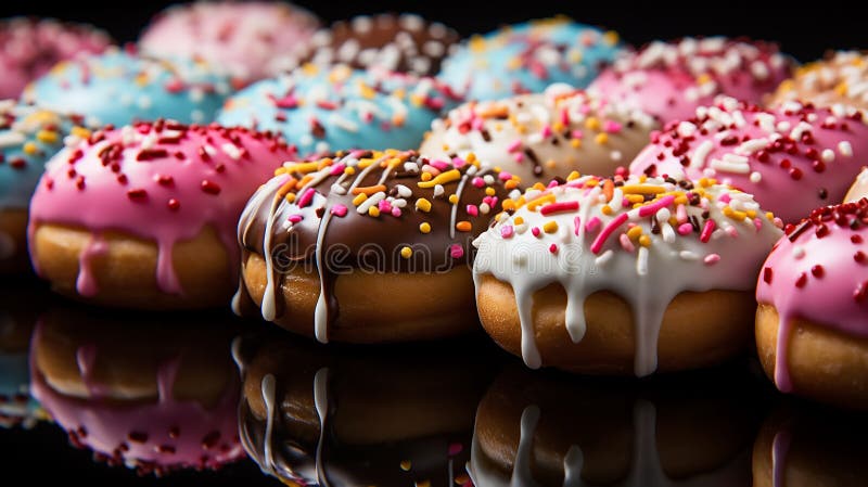 Sweet delicious colorful donuts on the table 2 vector illustration