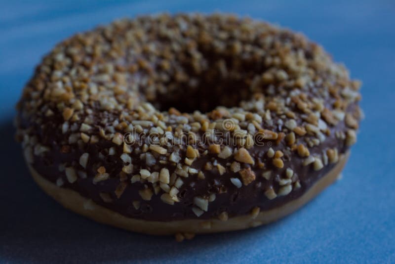 Sweet Donut with Chocolate and Nuts Stock Photo Image of icing, cake