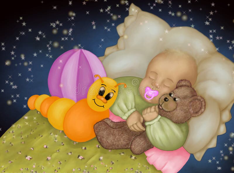 Sweet dreams baby girl stock illustration. Illustration of paternity
