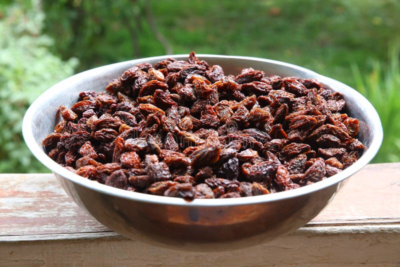 Sweet Dry Raisins Close-up Shot for Green Background . Many Raisins for ...