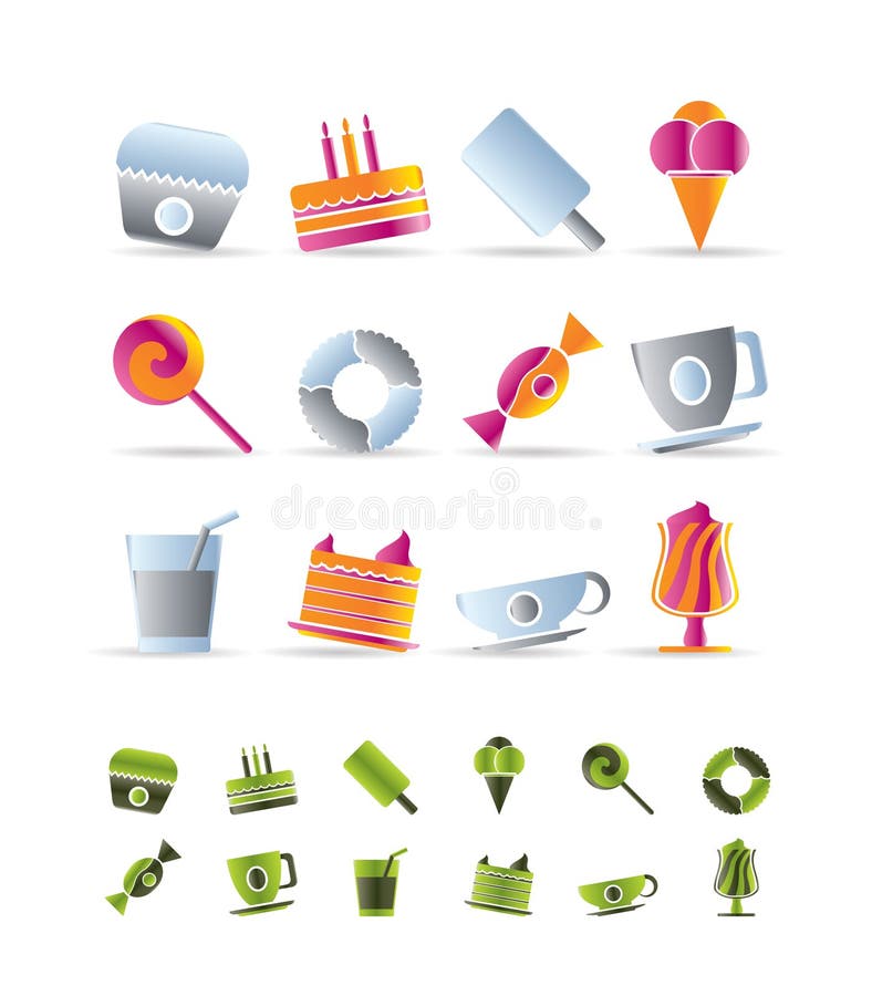 Sweet food and confectionery icons