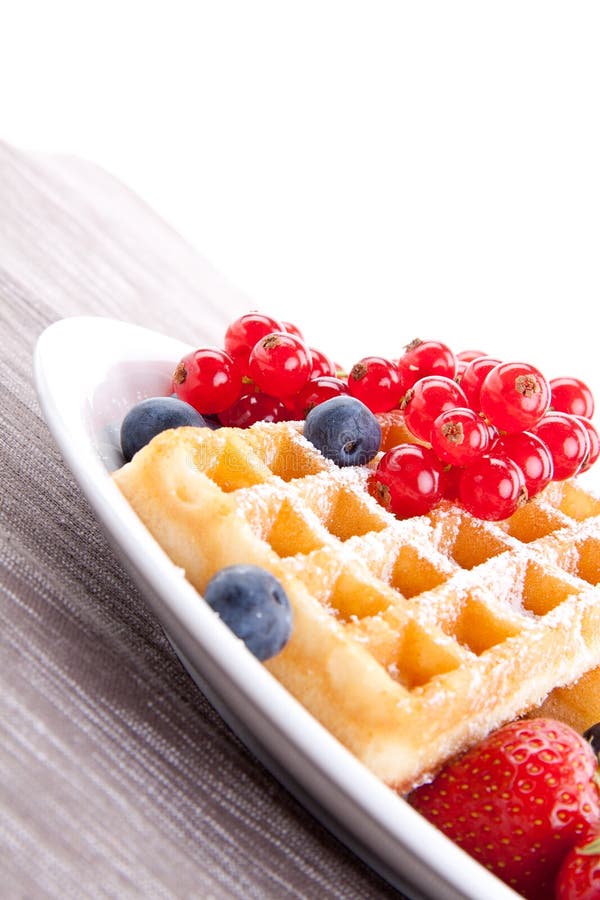 Sweet Fresh Tasty Waffles with Mixed Fruits Stock Photo - Image of ...