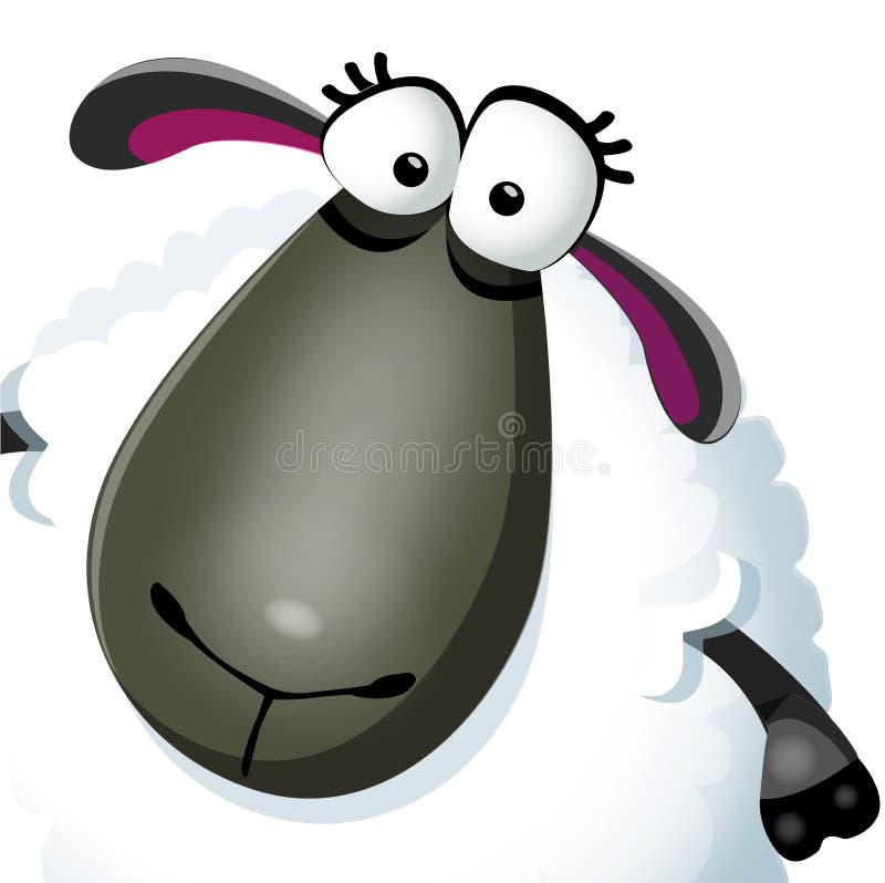 Sweet funny cartoon sheep portret kids character. Vector illustration on white background royalty free illustration Sweet funny cartoon sheep portret kids character. Vector illustration on white background royalty free illustration