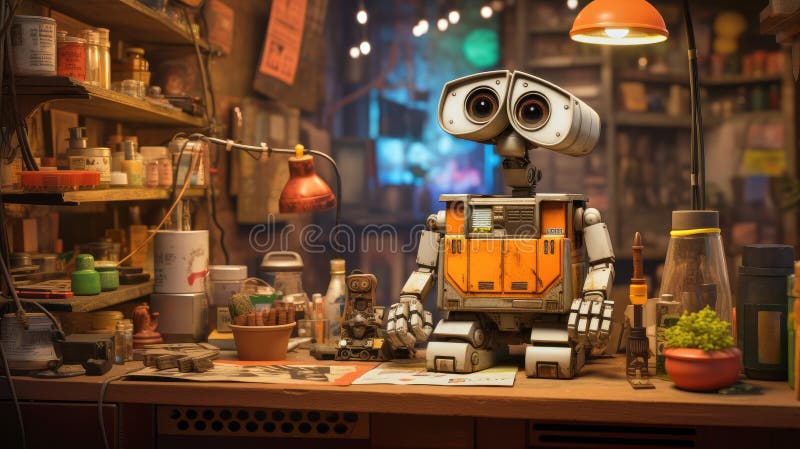 Sweet futuristic AI robot. royalty free illustration.